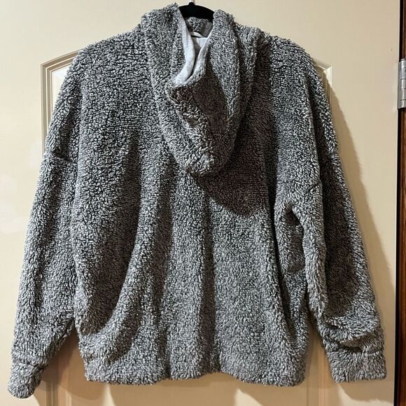 PRANA Long Sleeve Hooded Permafrost Half Zip Teddy Fleece Gray Women’s Medium - Picture 2 of 6